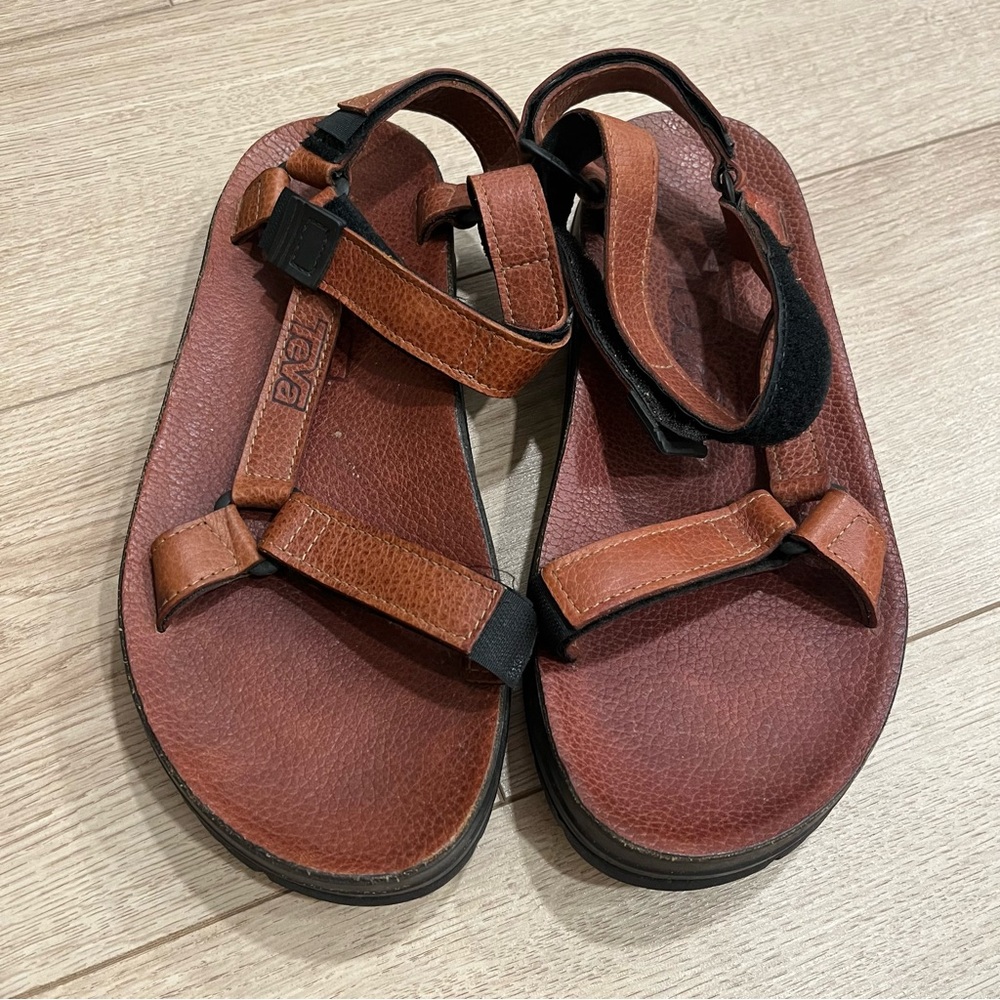 Teva Men’s Leather Brown Outdoor Strappy Sandals Hiking Size 10 - Picture 5 of 9